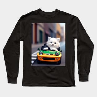 Cat Driving - Modern Digital Art Long Sleeve T-Shirt
